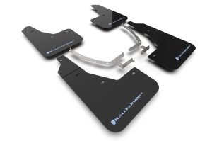 Hyundai Ioniq 5 Mud Flap Kit - Front + Rear - Rally Armor - UR Series with Light Blue Logo - Black - `22-`24 Hyundai Ioniq 5 Mud Flap Kit - Front + Rear - Rally Armor - UR Series with Light Blue Logo - Black - `22-`24